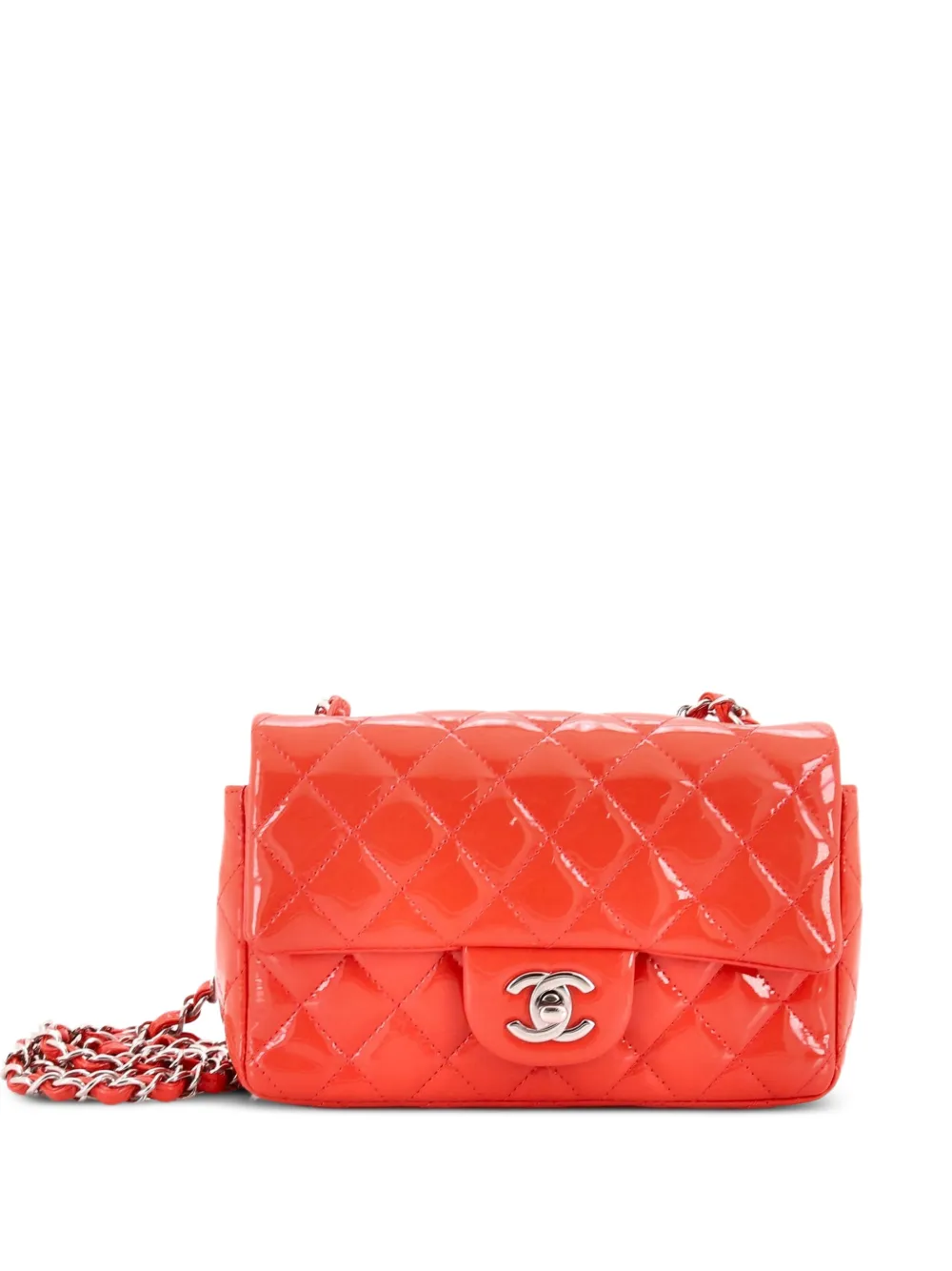CHANEL Pre-Owned Classic Single Flap Bag Quilted Patent Mini crossbody bag - Arancione