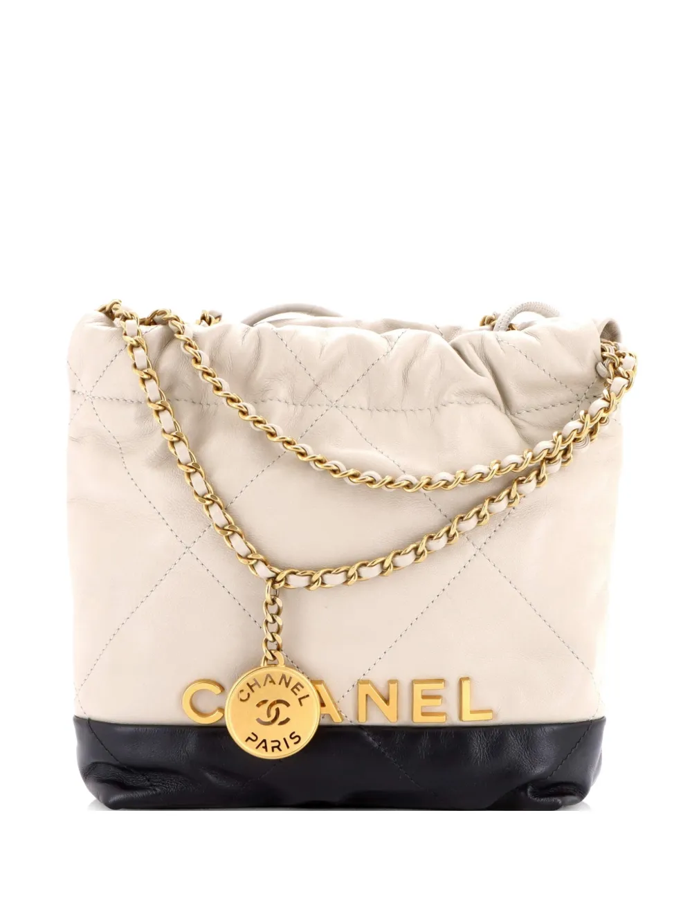 CHANEL Pre-Owned 22 Chain Hobo Quilted Calfskin Mini crossbody bag - Nero