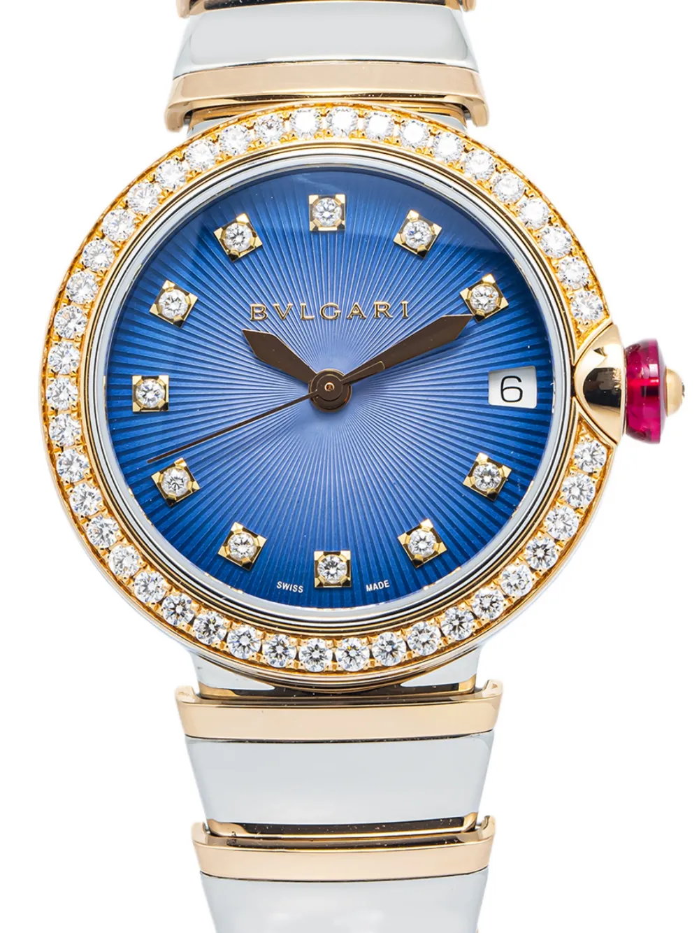 Bvlgari Pre-Owned Lucea diamonds 33mm watch - Blu
