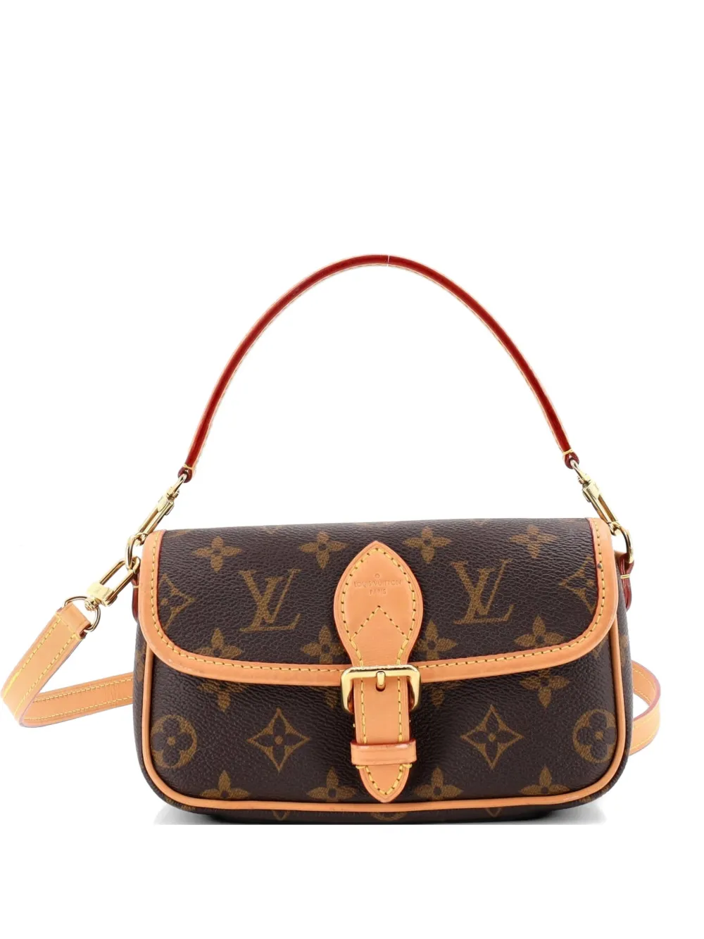 Pre-owned Louis Vuitton Diane Nm Handbag Monogram Canvas Nano Shoulder Bag In Brown