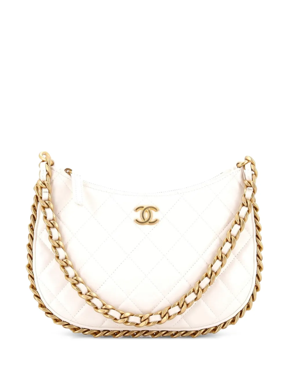 CHANEL Pre-Owned Gesteppte Chain Around Hobo-Tasche mit CC - Weiß