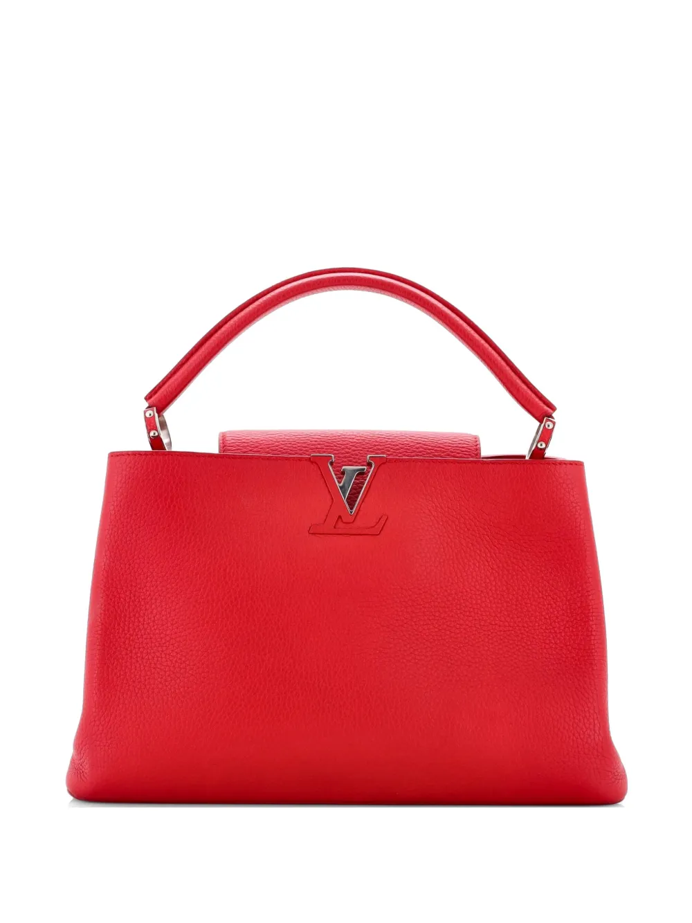 Pre-owned Louis Vuitton Capucines Bag Leather Mm Satchel In Red