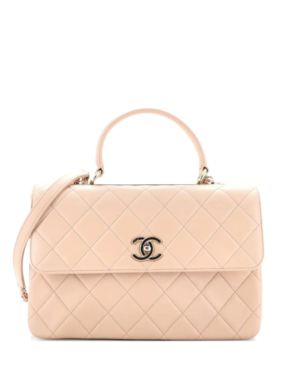 CHANEL Pre-Owned Trendy CC Top Handle Bag Quilted Lambskin Medium satchel - Nude