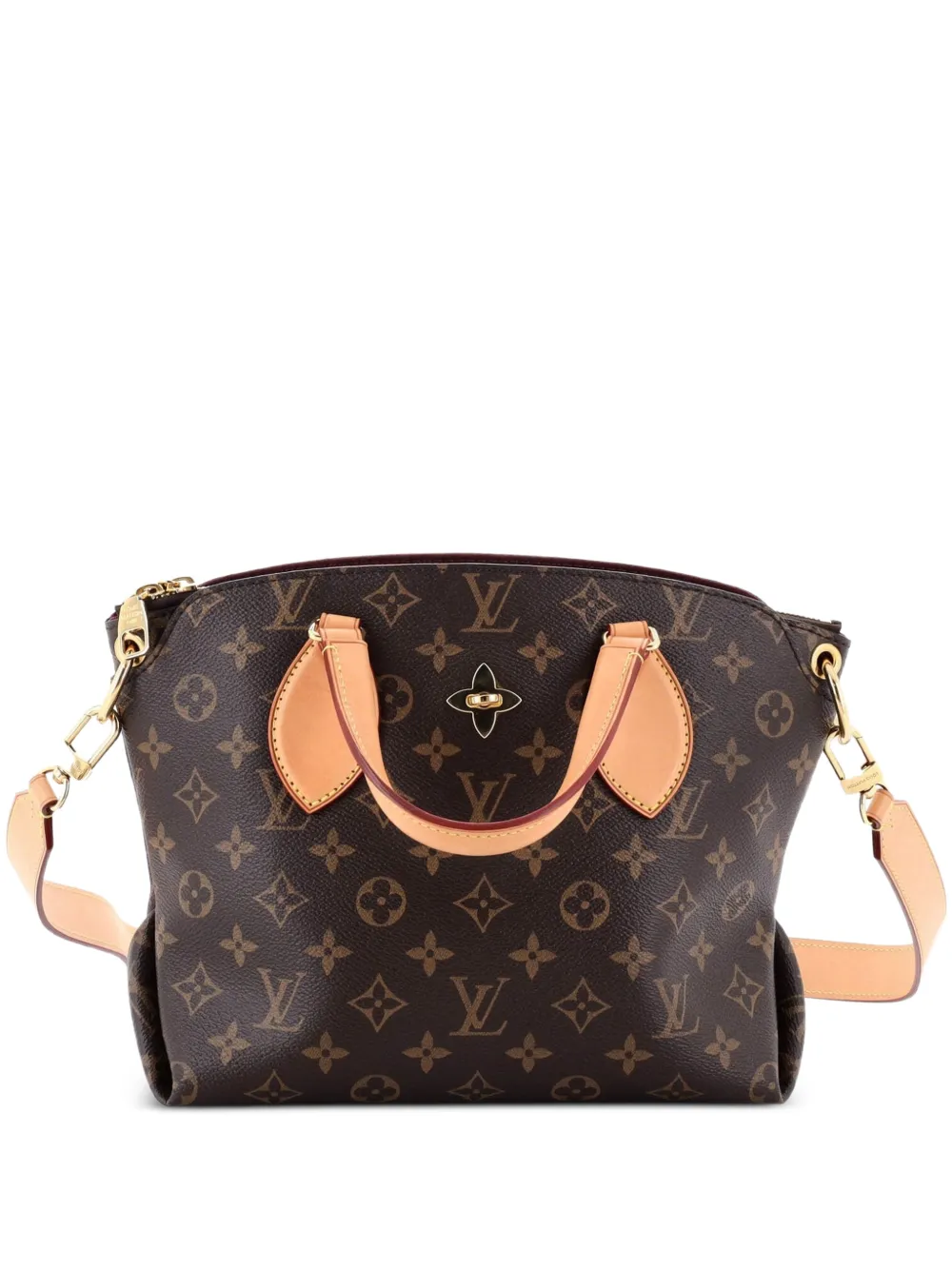 Louis Vuitton Pre-Owned Borsa tote Flower PM in tela con monogramma e zip - Marrone