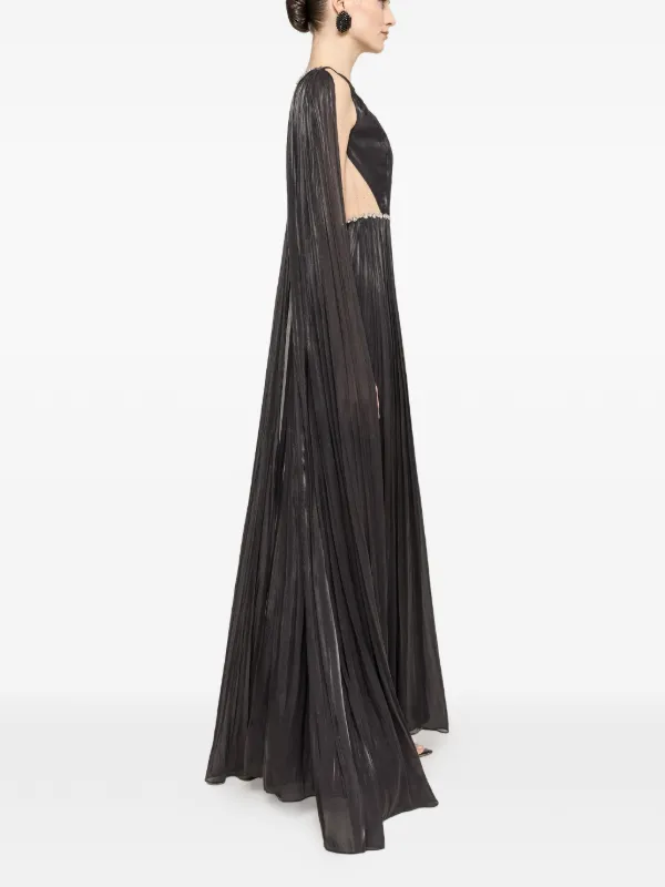 chiffon embellished maxi dress Xaqiouau Women's Round Neck Lace Embellished Chiffon Maxi Dress