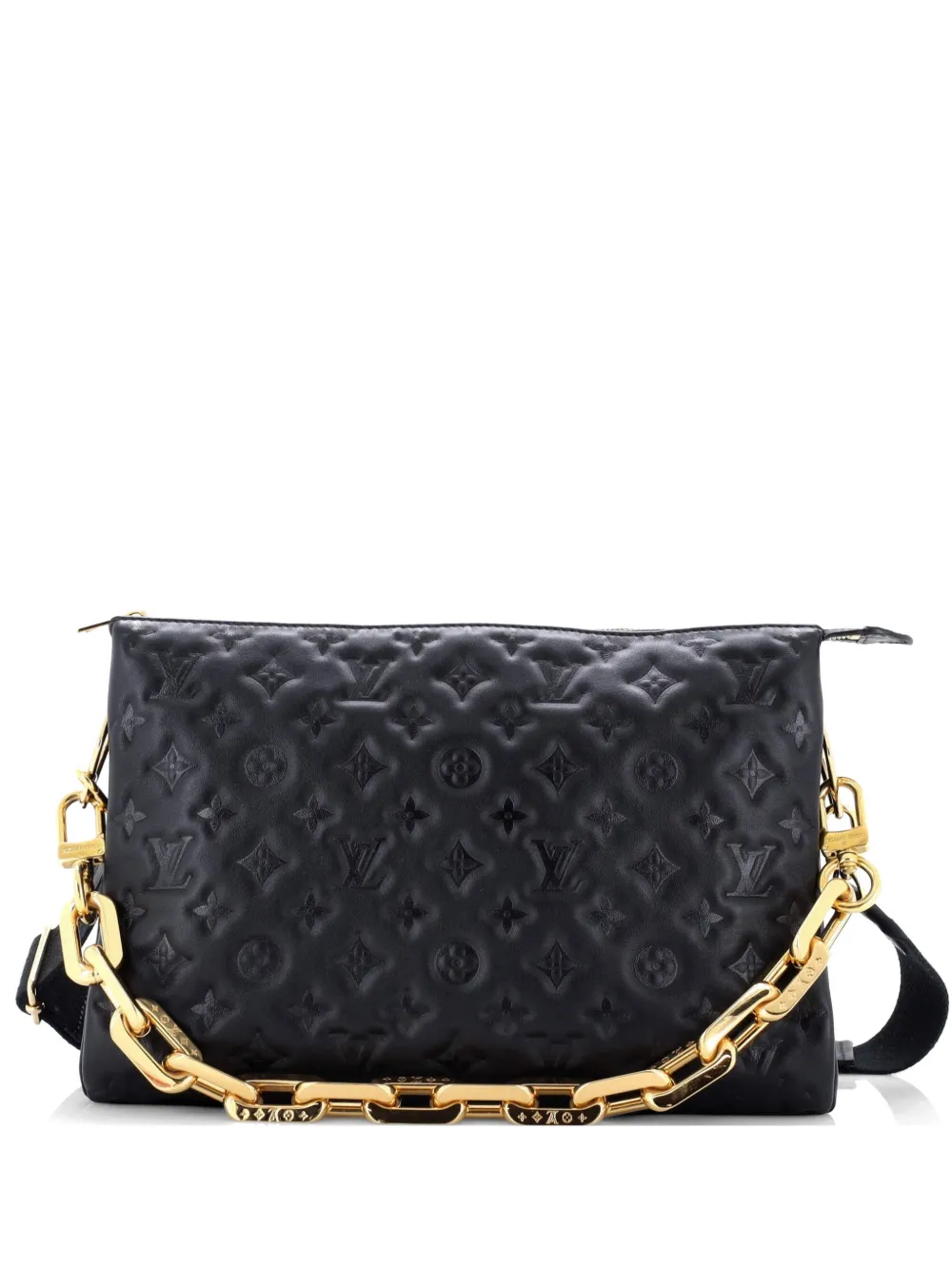 Pre-owned Louis Vuitton Coussin Bag Monogram Embossed Lambskin Mm Crossbody Bag In Black