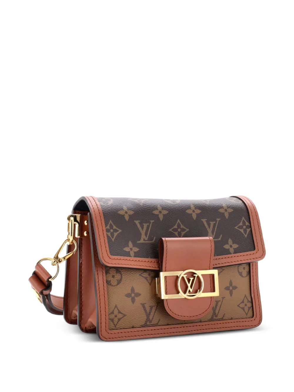  Louis Vuitton Pre-owned Borsa A Spalla Dauphine Mini In Tela Reverse Monogram Con Tracolla - Marrone 