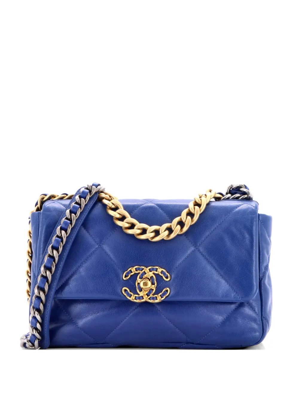 CHANEL Pre-Owned Borsa a tracolla 19 media in pelle trapuntata con battente - Blu