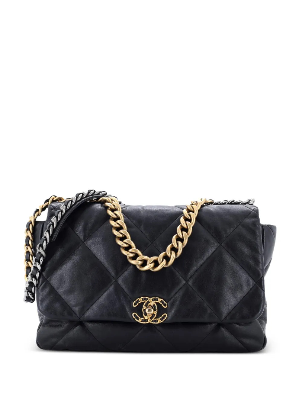 CHANEL Pre-Owned 19 Flap Bag Quilted Leather Maxi crossbody bag - Nero