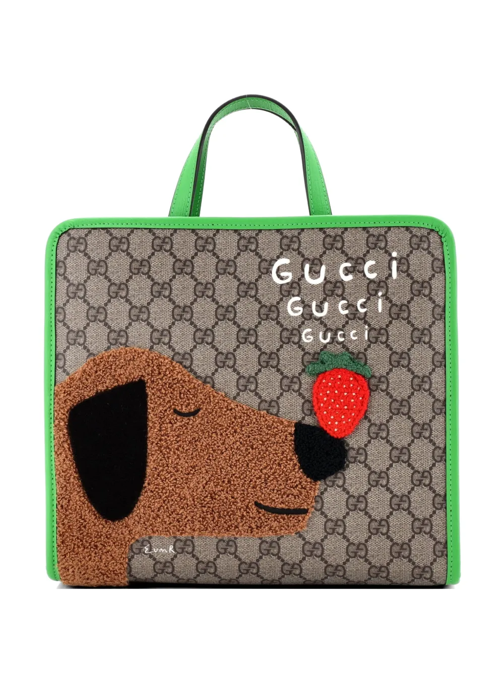 Gucci Pre-Owned Children's Animal GG Coated Canvas with Applique Small tote bag - Verde