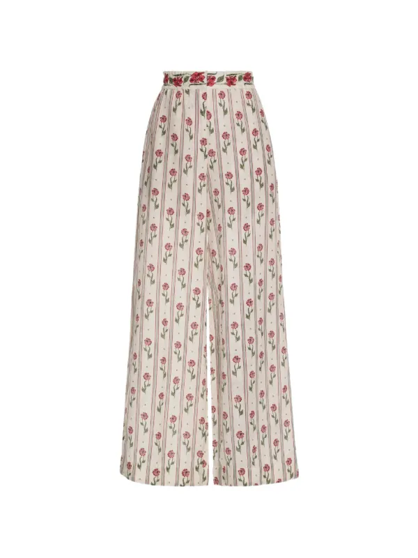 Agua by Agua Bendita Tota Quebrada Floral Print Trousers in Neutrals