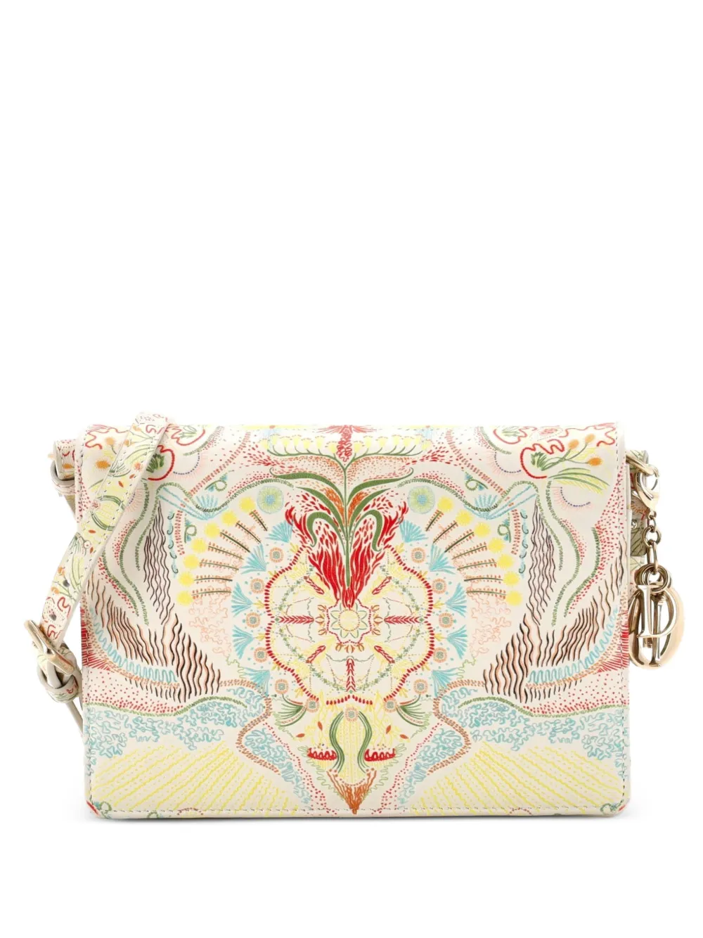 Christian Dior Pre-Owned Lady Dior Wallet on Chain Pouch Printed Leather crossbody bag - Nude