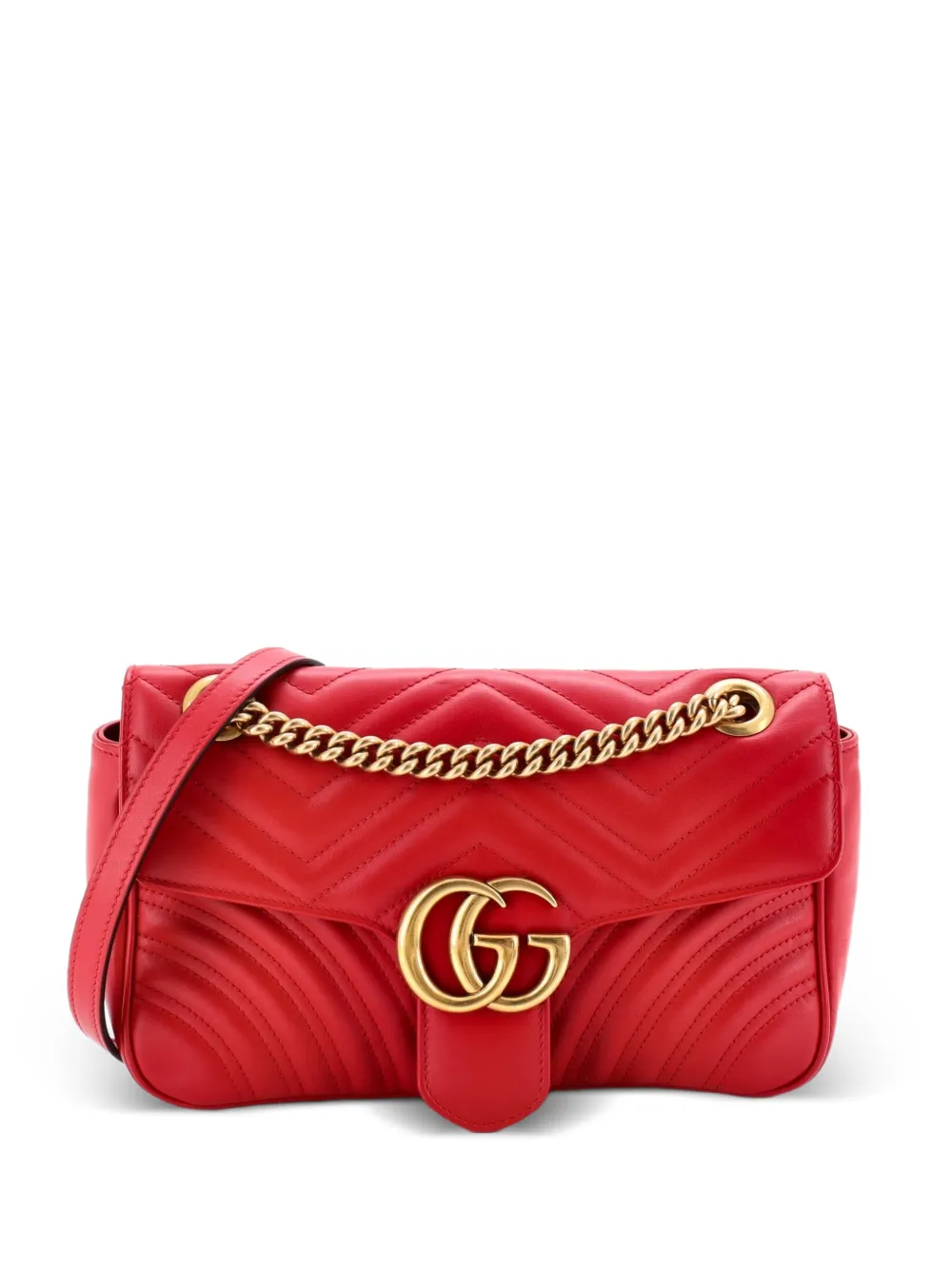 Gucci Pre-Owned GG Marmont Flap Bag Matelasse Leather Small crossbody bag - Rosso