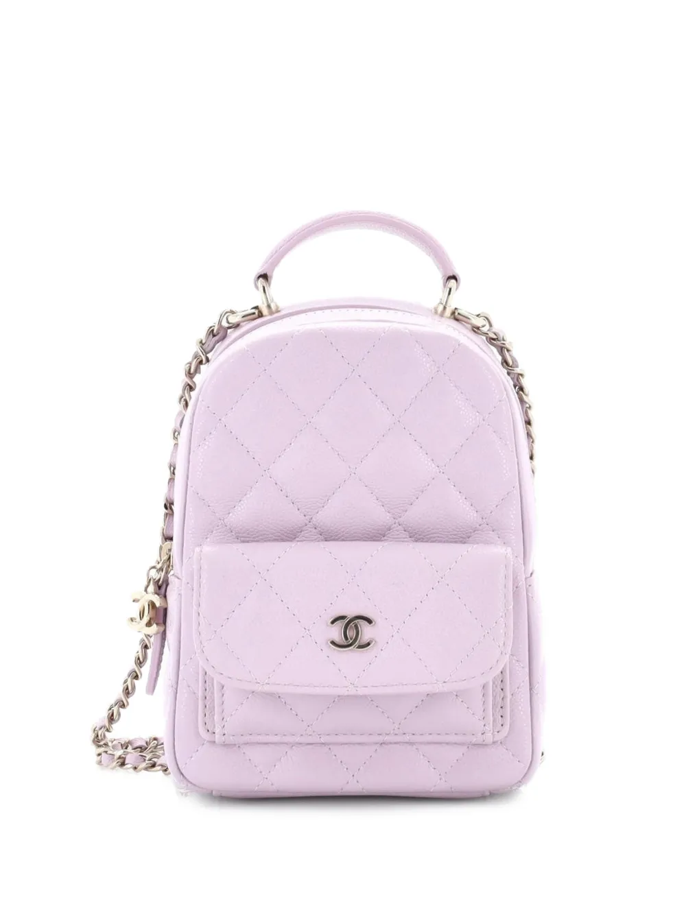 CHANEL Pre-Owned Classic CC Chain Pocket Quilted Caviar Mini backpack - Rosa