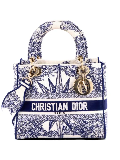Christian Dior Pre-Owned Lady D-Lite Bag Embroidered Canvas Medium satchel