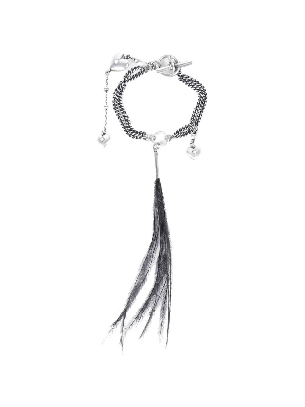 Ann Demeulemeester Revi feather heart bracelet - Argento