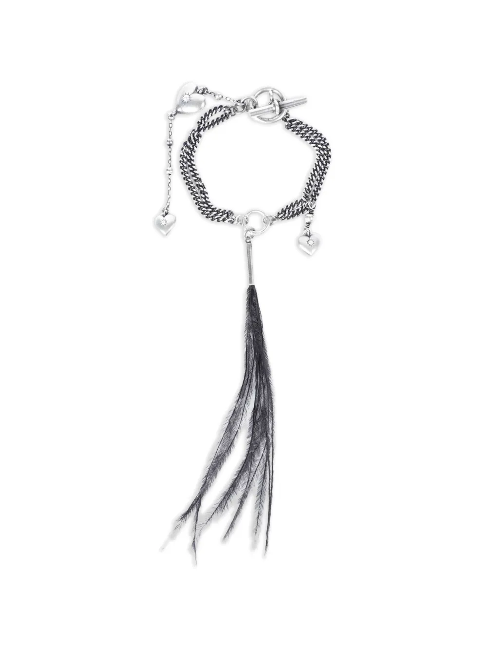 Ann Demeulemeester Revi feather heart bracelet - Argento