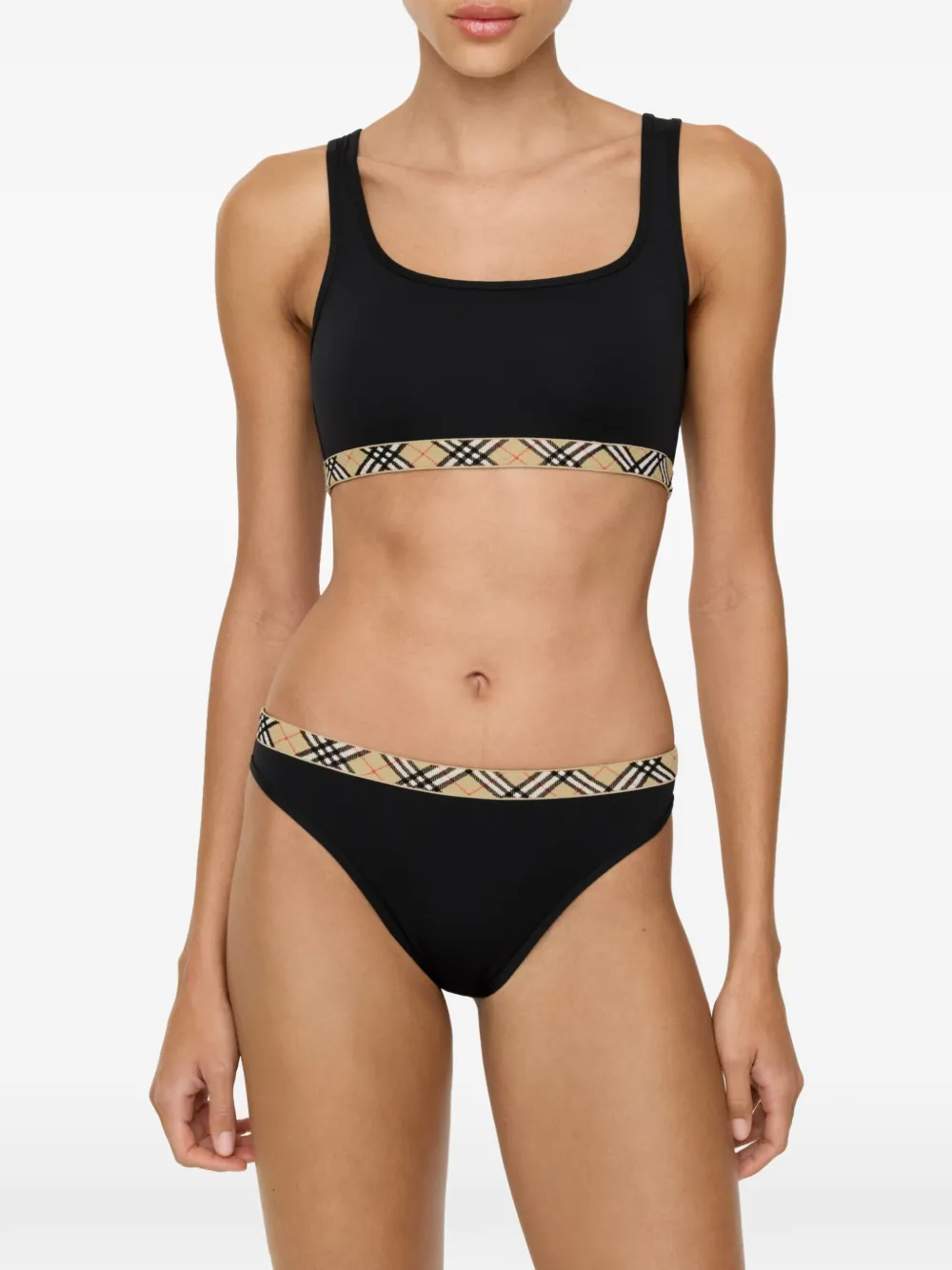 Burberry Bikinislip met geruite afwerking Zwart