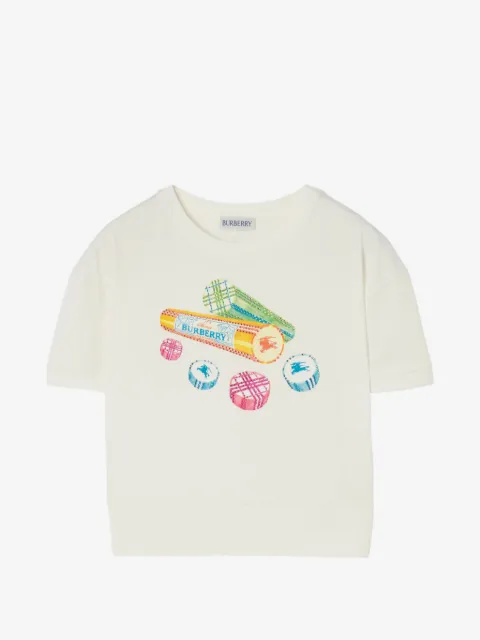 Burberry Kids playera con detalles de cristal