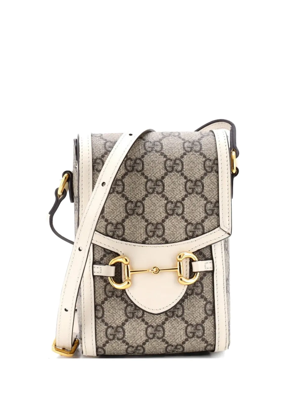 Gucci Pre-Owned Horsebit 1955 GG Coated Canvas with Leather Mini crossbody bag - Bianco