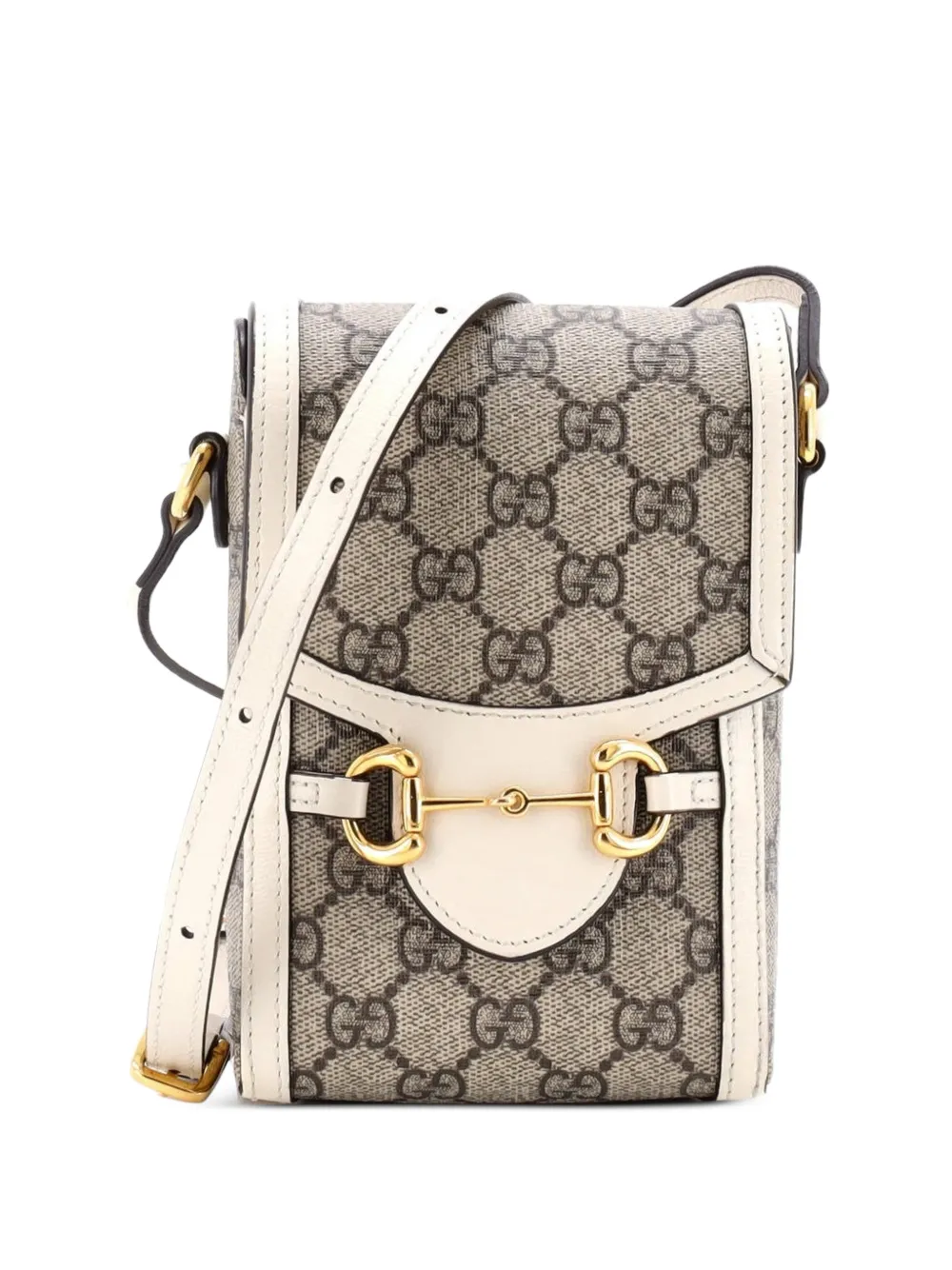 Gucci Pre-Owned Horsebit 1955 GG Coated Canvas with Leather Mini crossbody bag - Bianco