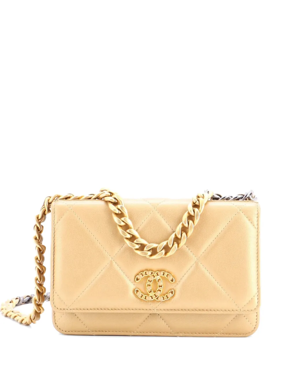 CHANEL Pre-Owned 19 Wallet on Chain Quilted Lambskin crossbody bag - Gold