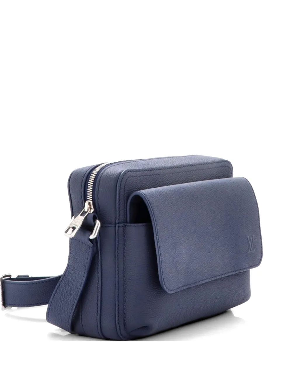 Pre-owned Louis Vuitton Aerogram Boarding Messenger Leather Crossbody Bag In Blue