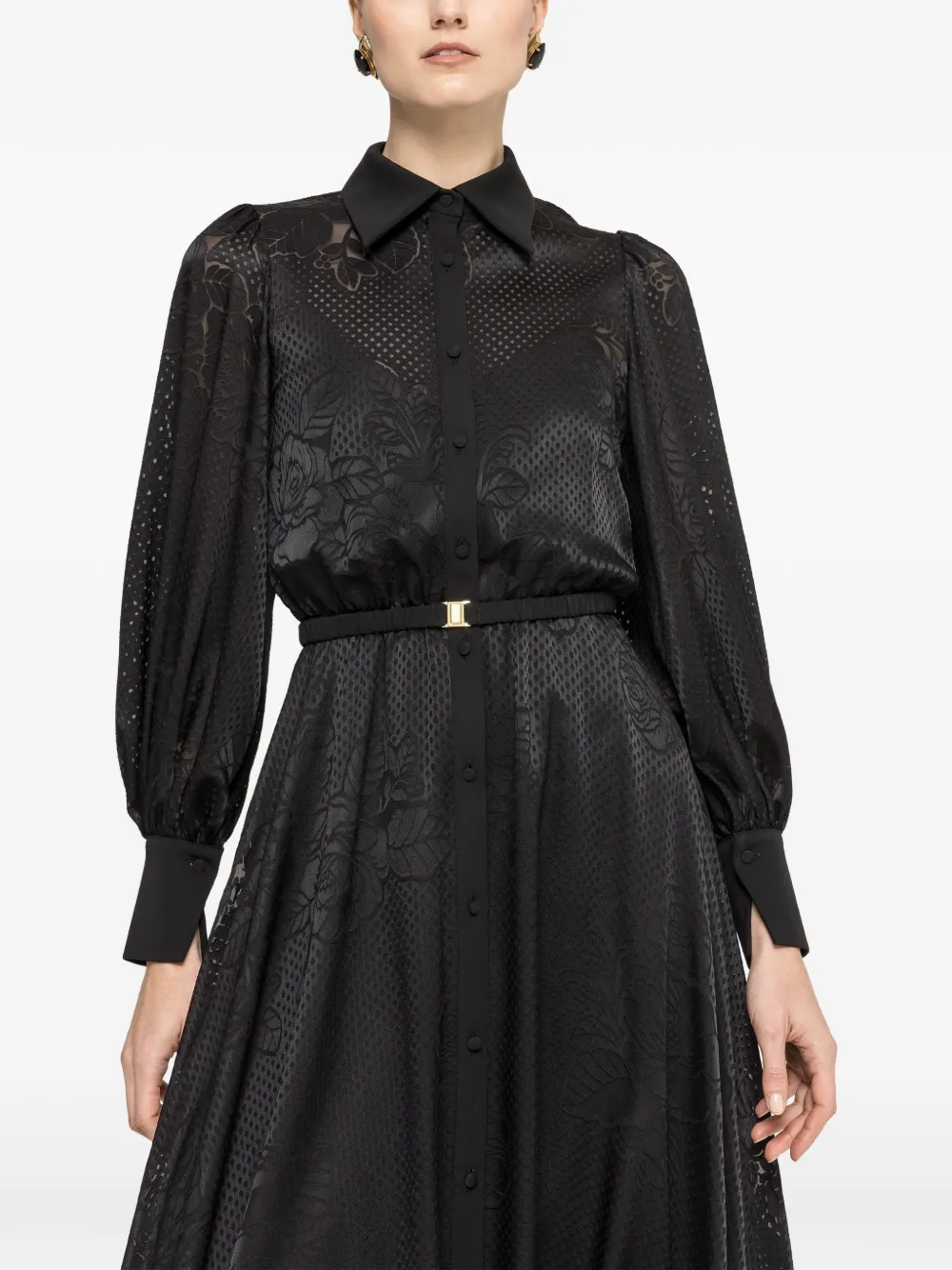 NISSA Midi-jurk met ceintuur Zwart
