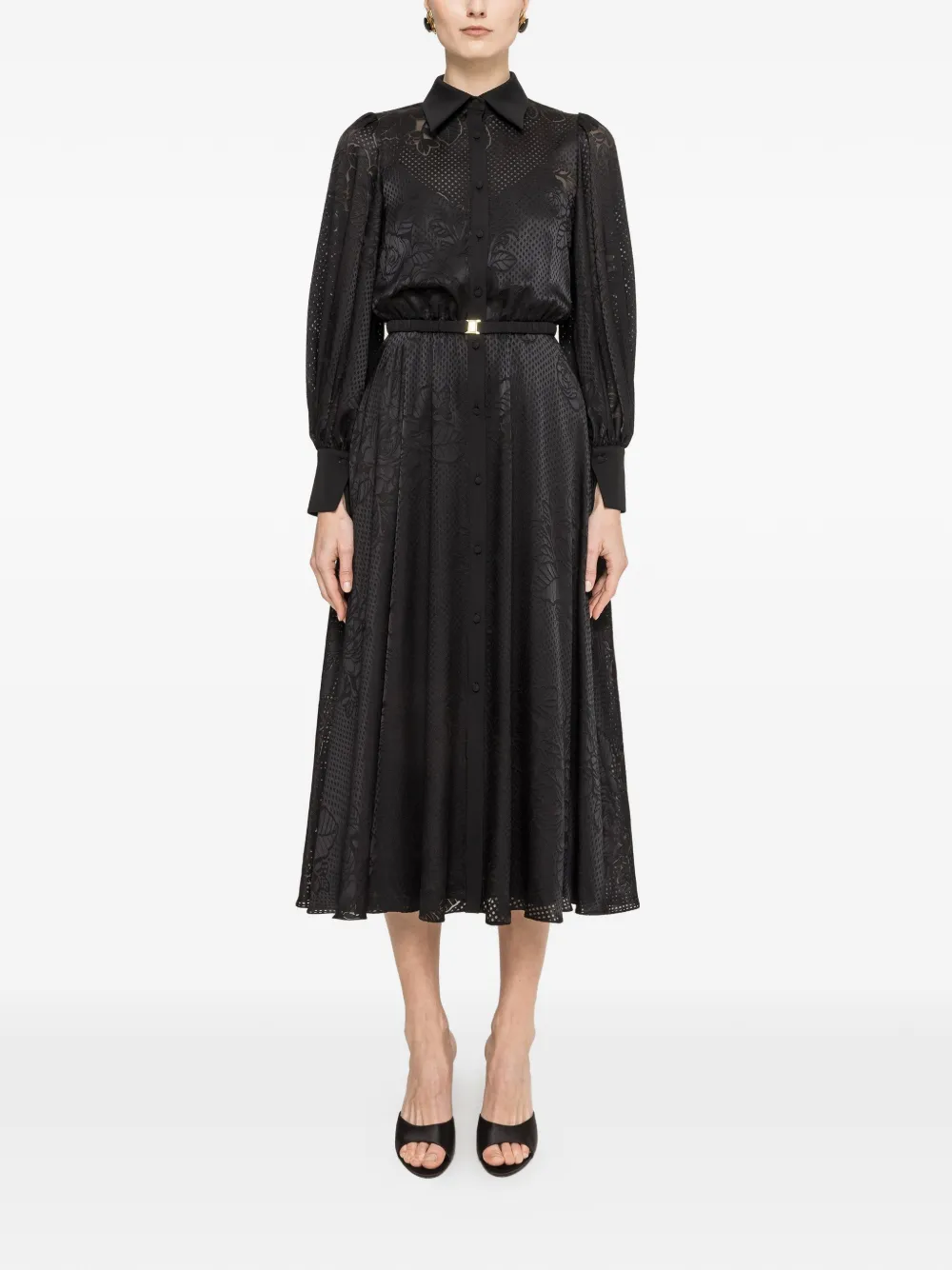 NISSA belted midi dress - Nero