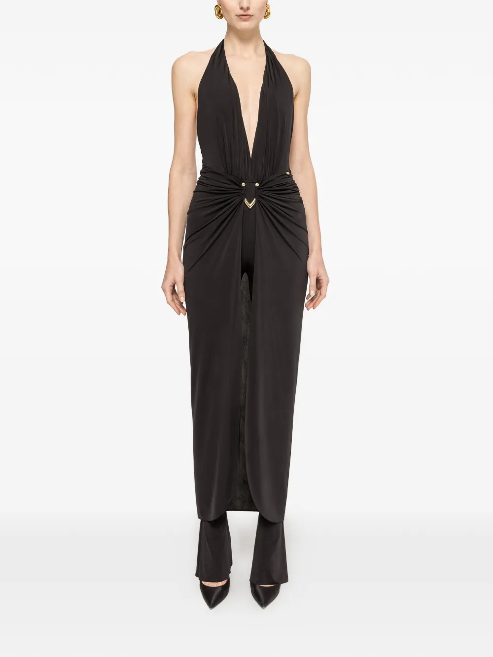 NISSA backless layered jumpsuit - Black