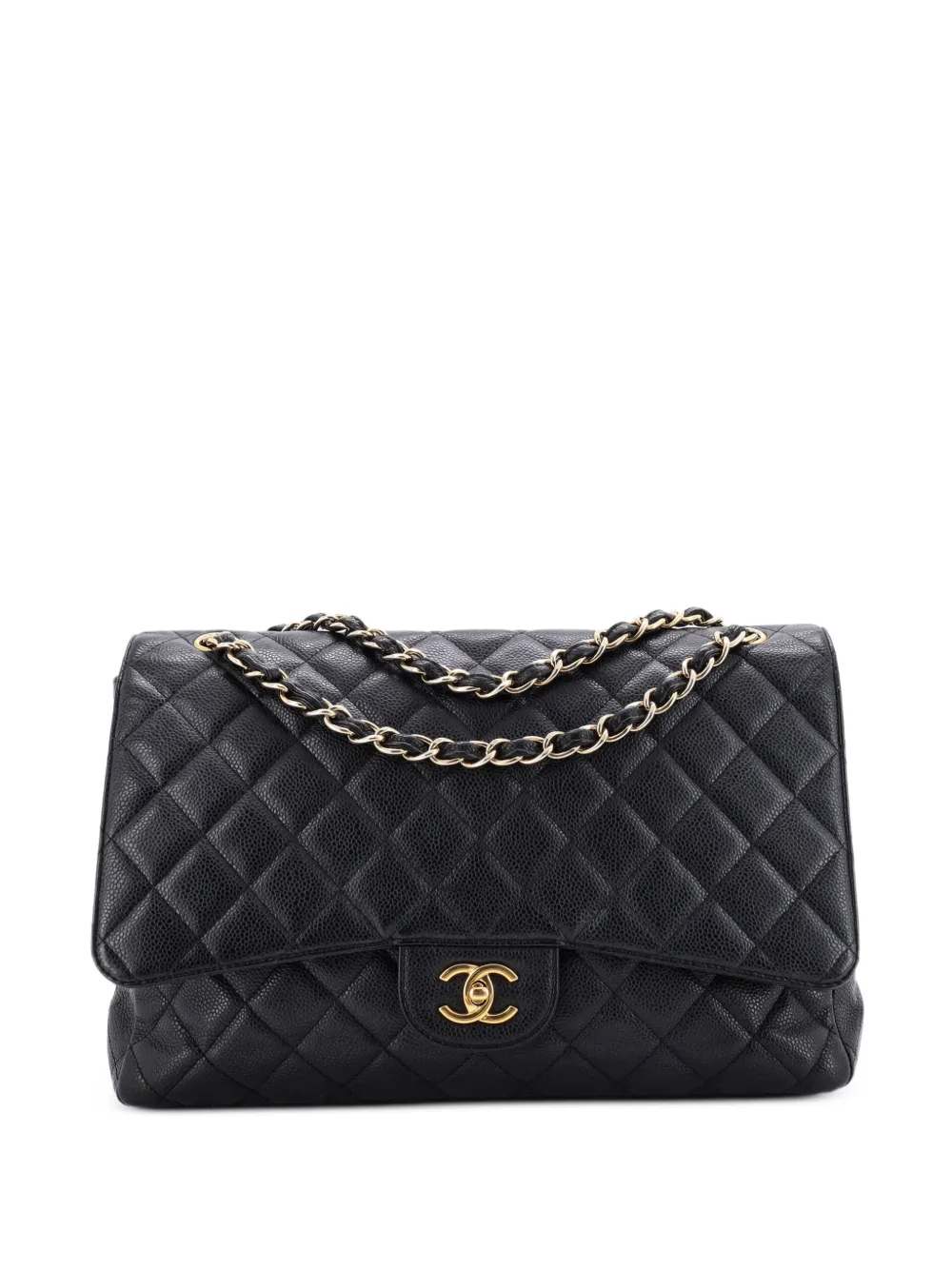 CHANEL Pre-Owned Classic Single Flap Bag Quilted Caviar Maxi shoulder bag - Nero