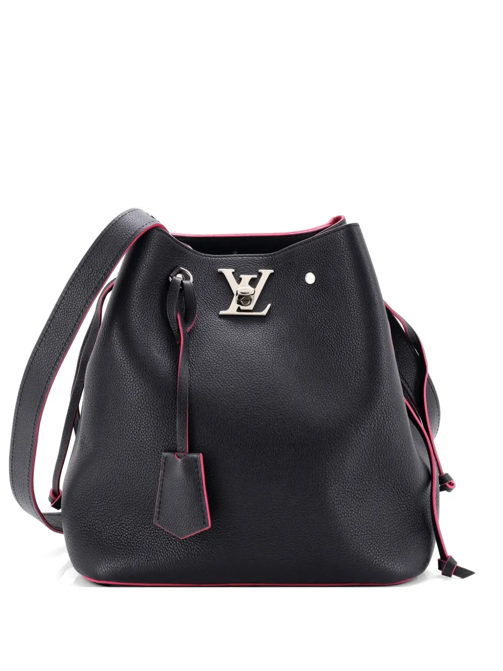 Pre-owned Louis Vuitton Lockme Leather Bucket Bag In Black