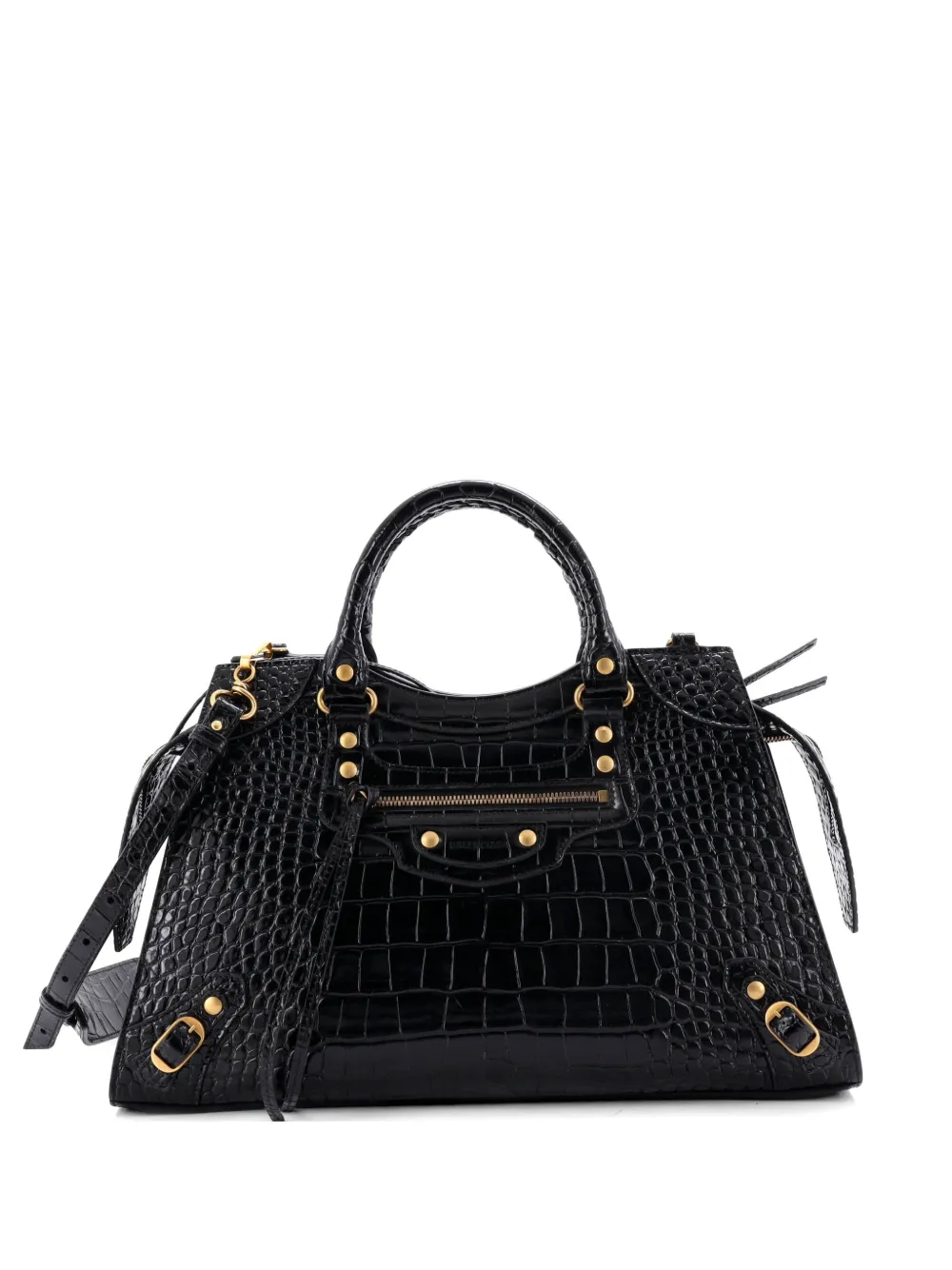 Balenciaga Pre-Owned Neo Classic City Bag Crocodile Embossed Leather Medium satchel - Nero