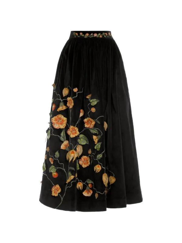 Agua by Agua Bendita Tangelo Uchuva Maxi Skirt in Black