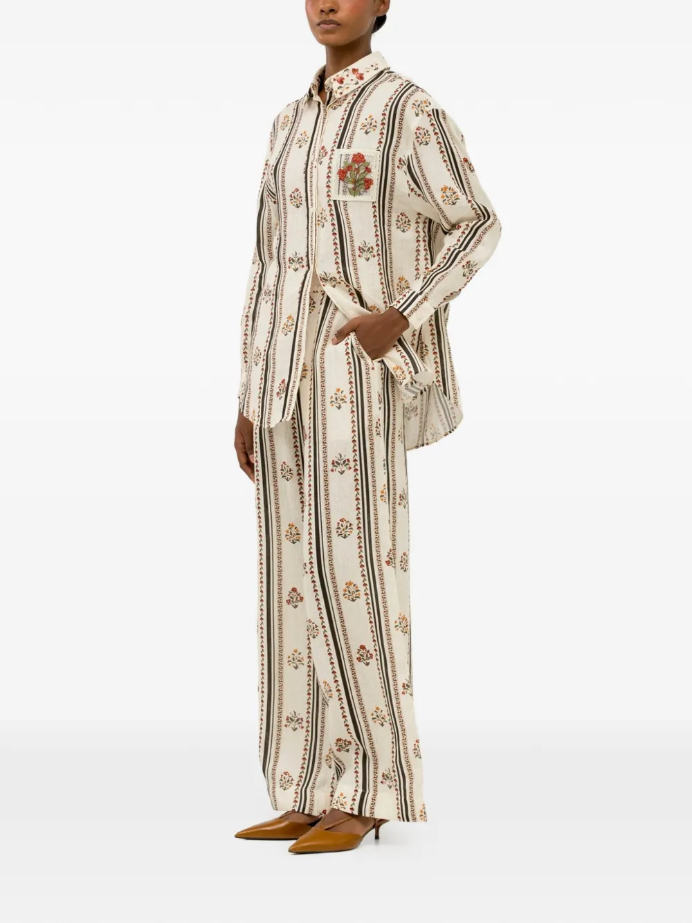 Agua By Agua Bendita Tota Ande broek met bloemenprint Beige