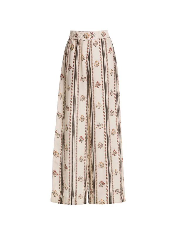 Agua by Agua Bendita Tota Ande Floral Print Trousers in Neutrals