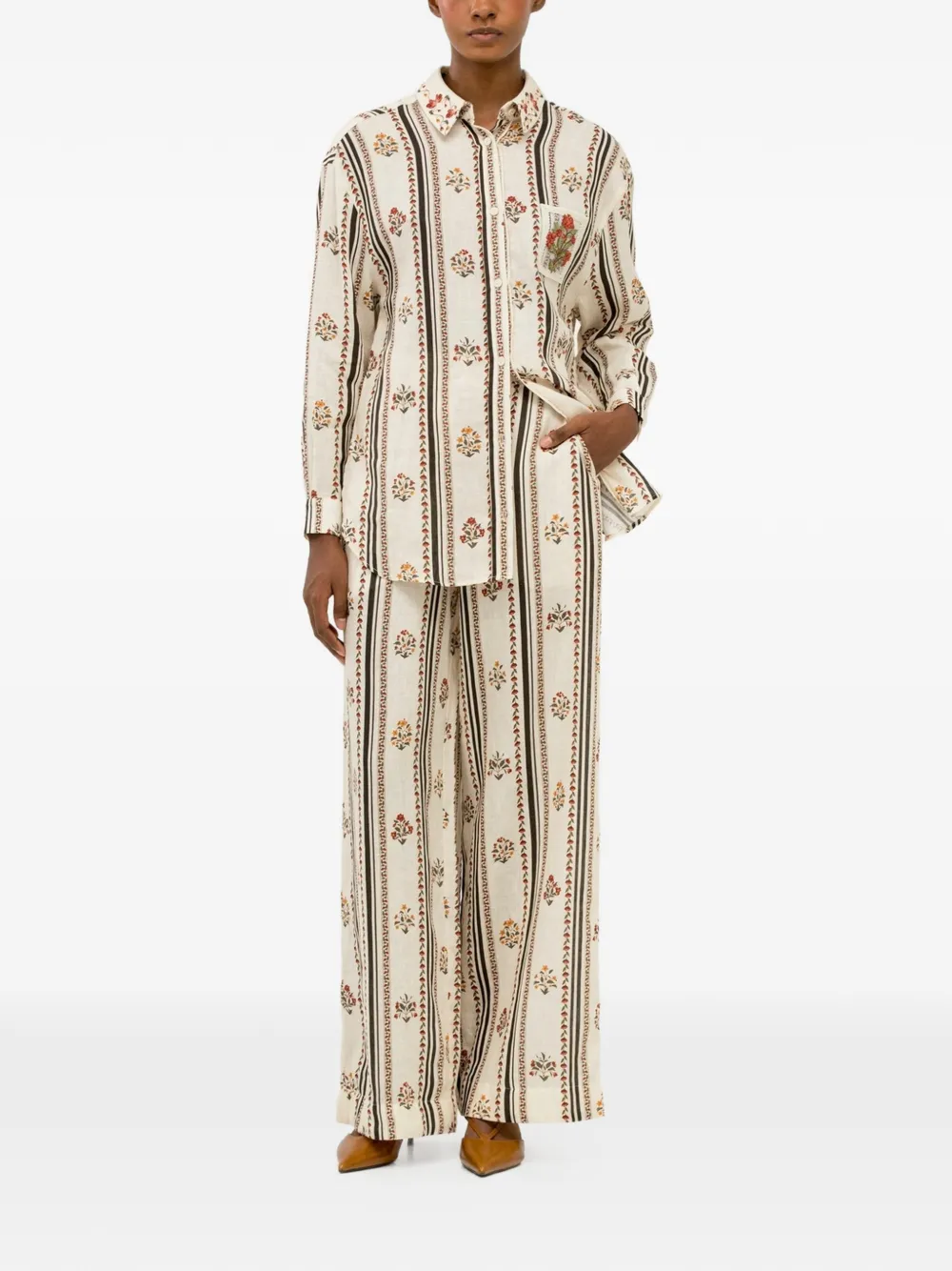 Agua By Agua Bendita Tota Ande broek met bloemenprint Beige