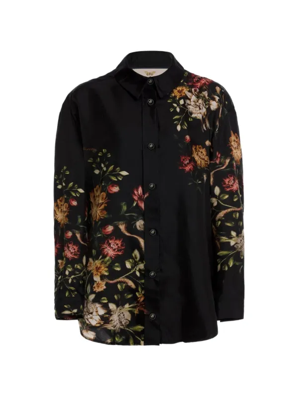 Agua by Agua Bendita Cecilia Paramo Floral Print Shirt in Black