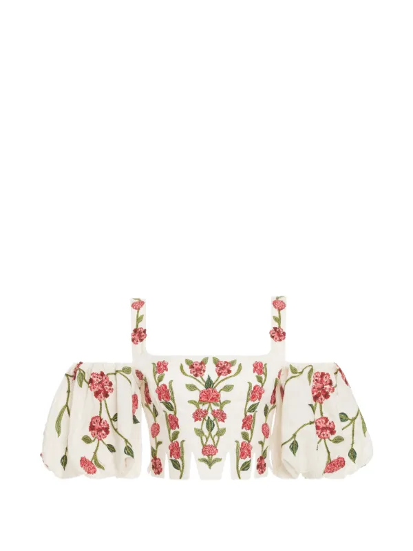 Agua by Agua Bendita Epoca Quebrada Embroidered Top in White