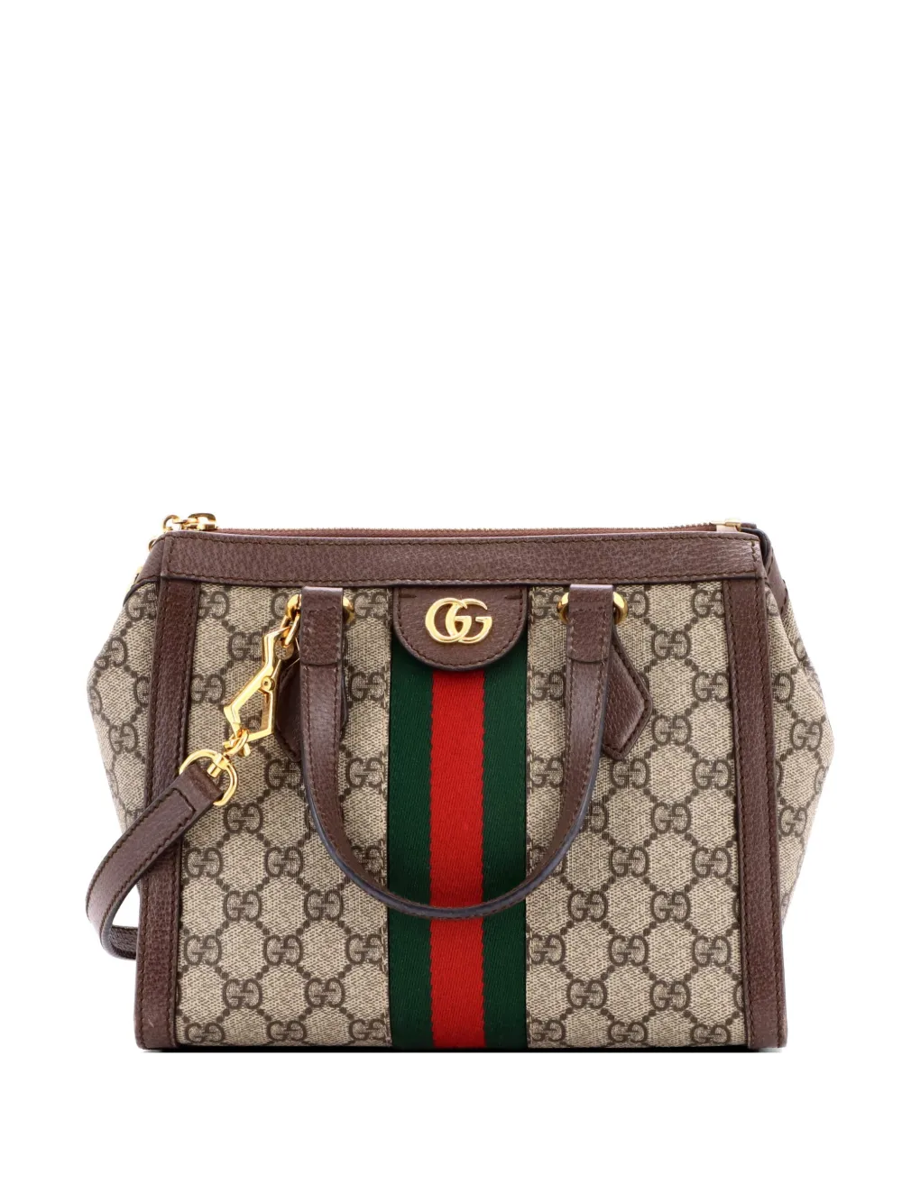 Gucci Pre-Owned Ophidia Top Handle GG Coated Canvas with Leather Small tote bag - Marrone