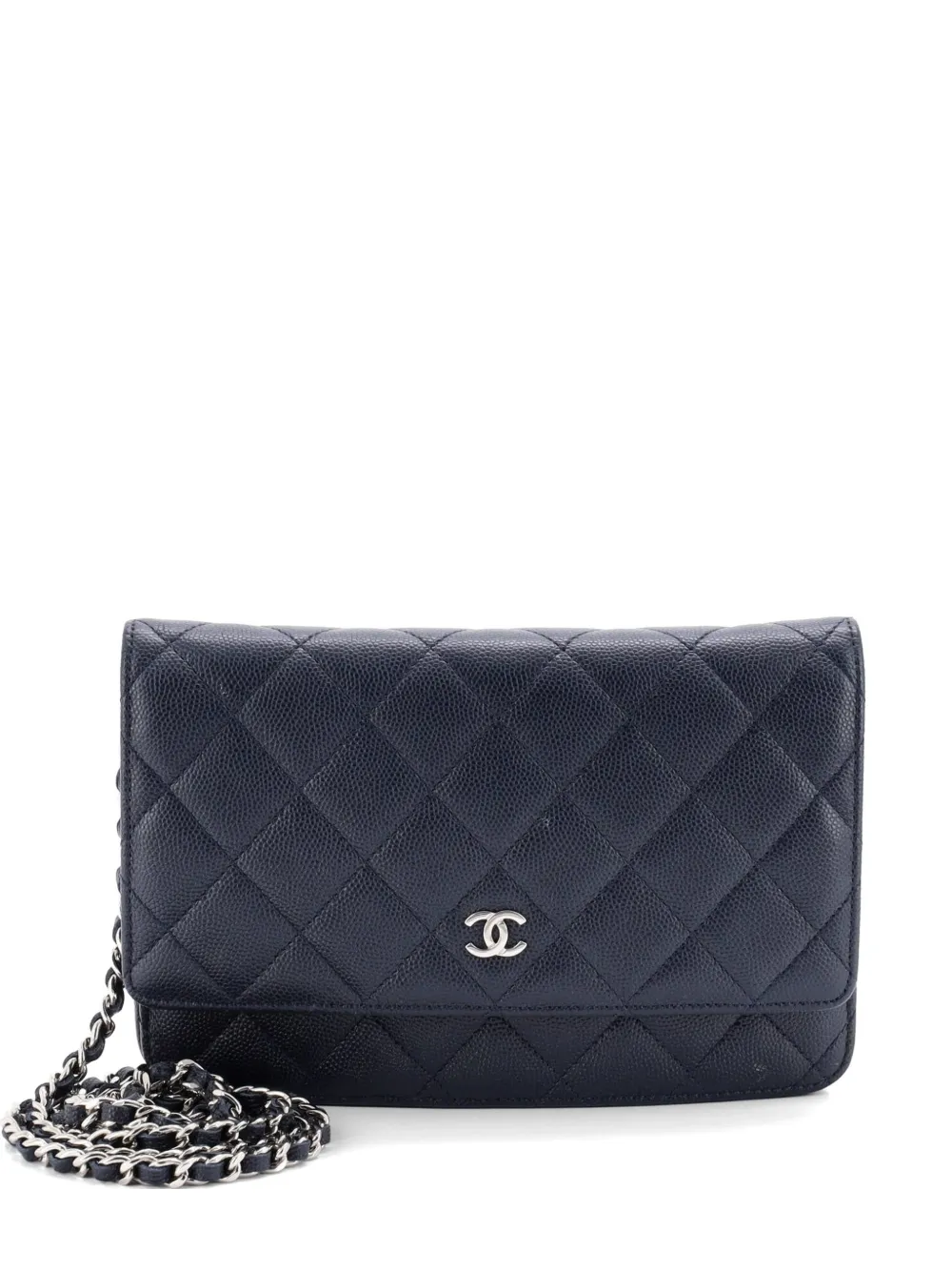 CHANEL Pre-Owned Wallet on Chain Quilted Caviar crossbody bag - Blu
