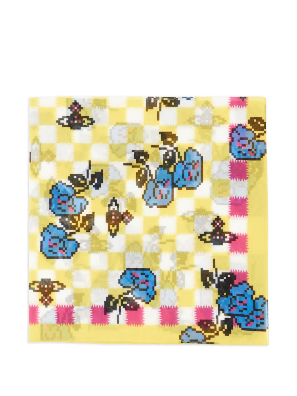 Vivienne Westwood Orb pixelated floral-print scarf - Giallo