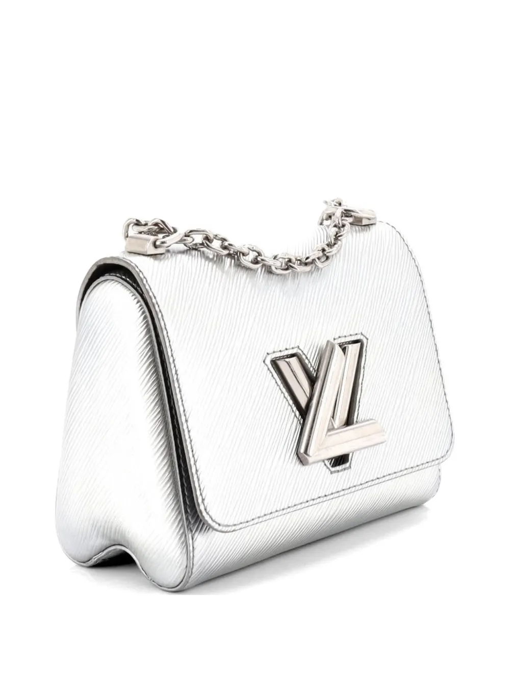 Pre-owned Louis Vuitton Twist Handbag Epi Leather Pm Crossbody Bag In Silver