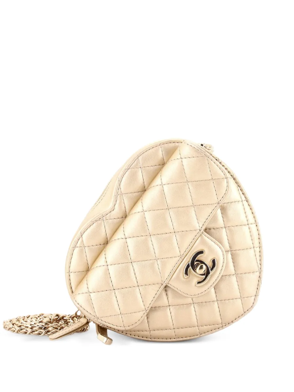 CHANEL Pre-Owned CC in Love Heart Bag Quilted Lambskin crossbody bag - Oro