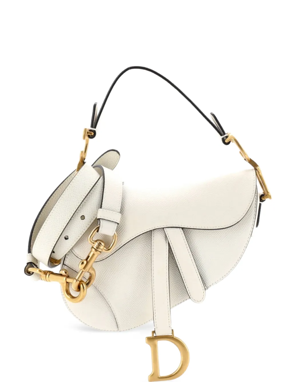 Christian Dior Pre-Owned Saddle Handbag with Strap Leather Mini shoulder bag - Bianco
