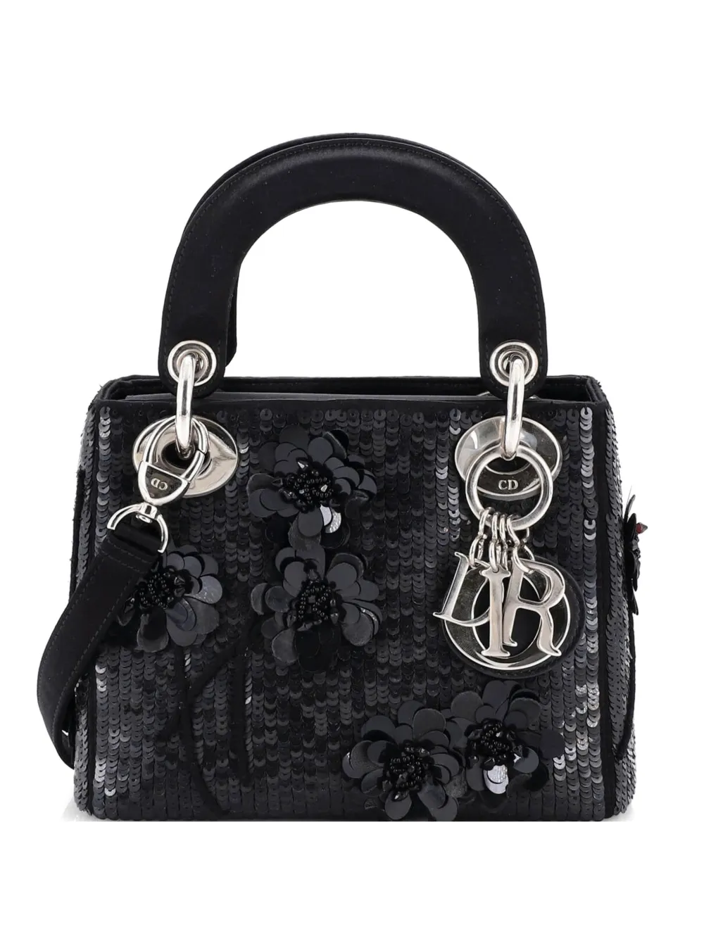 Christian Dior Pre-Owned Lady Dior Bag Embellished Satin Mini satchel - Nero