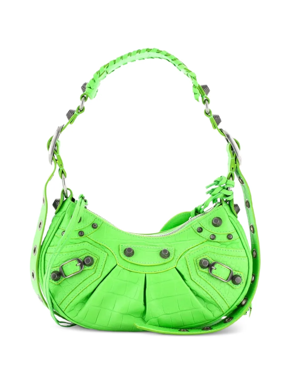 Balenciaga Pre-Owned Le Cagole Giant Studs Shoulder Bag Crocodile Embossed Leather XS hobo bag - Verde