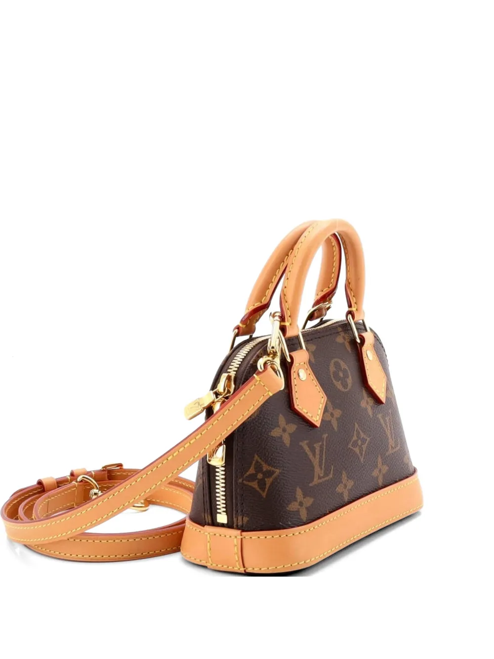 Pre-owned Louis Vuitton Alma Handbag Monogram Canvas Nano Satchel In Brown