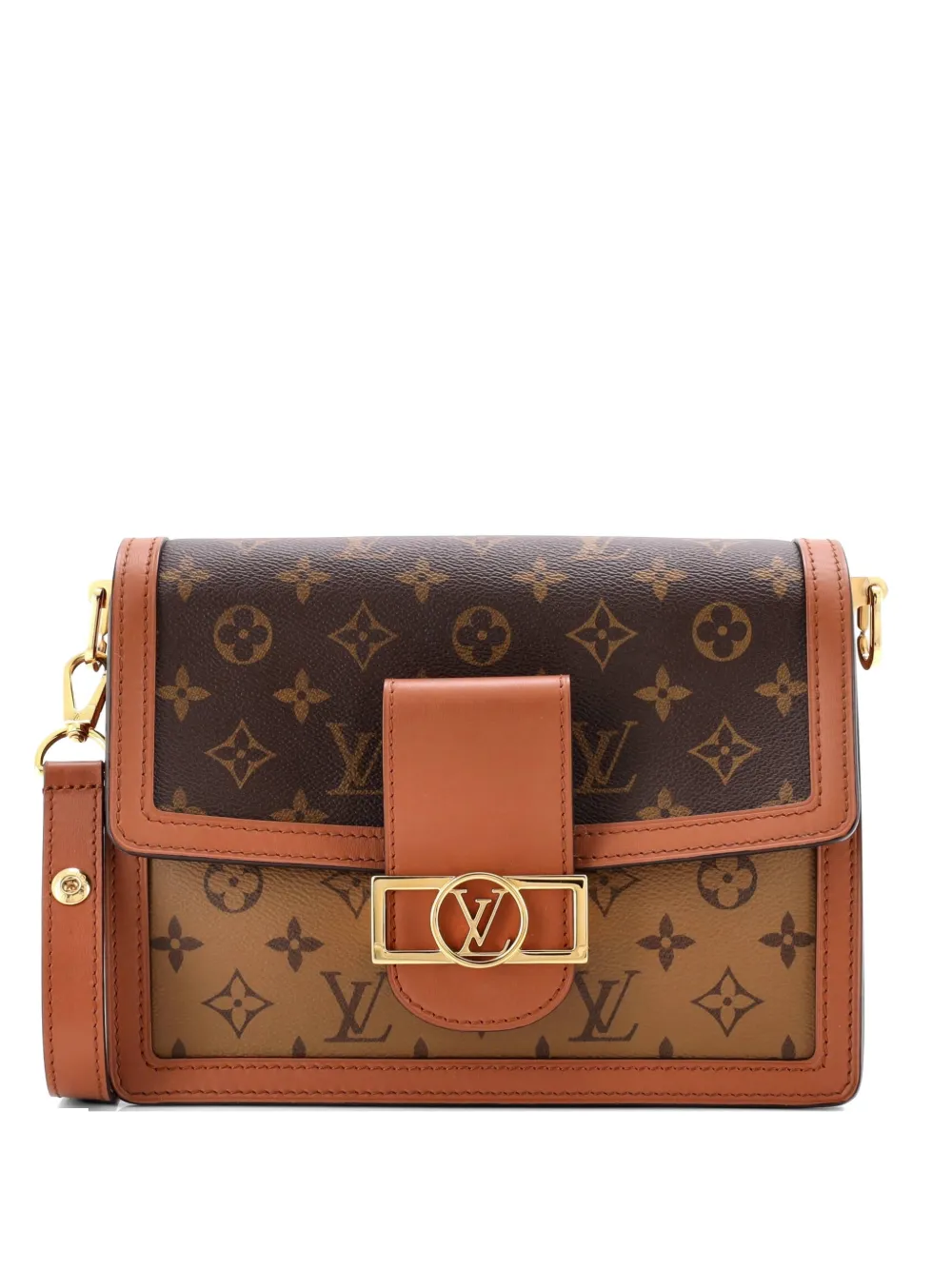 Pre-owned Louis Vuitton Dauphine Reverse Monogram Canvas Mm Shoulder Bag In Brown