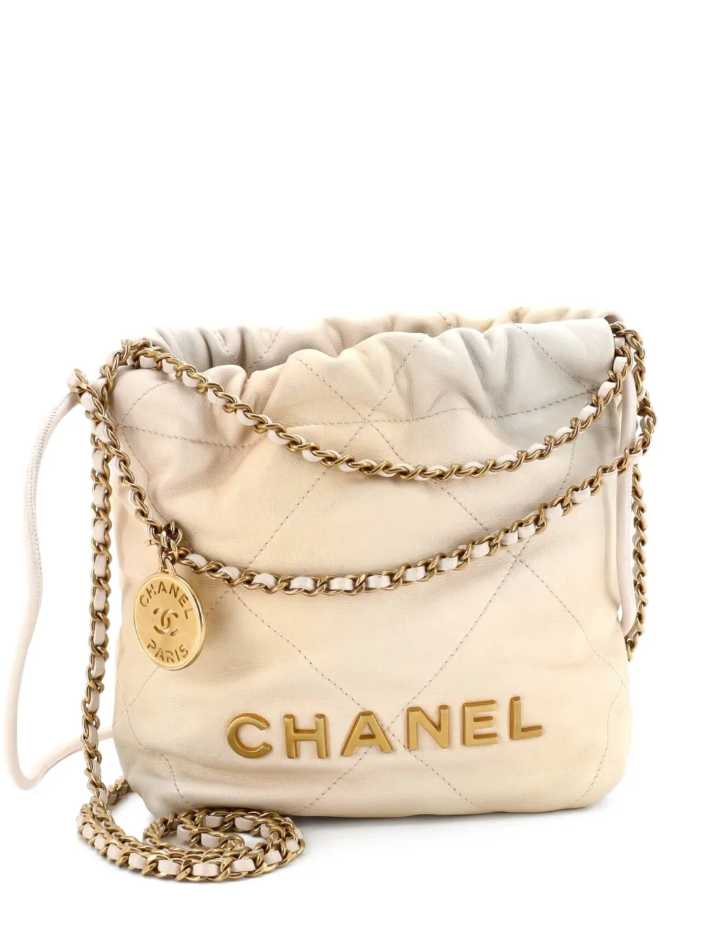 CHANEL Pre-Owned 22 Chain Hobo Quilted Shaded Calfskin Mini crossbody bag - Toni neutri